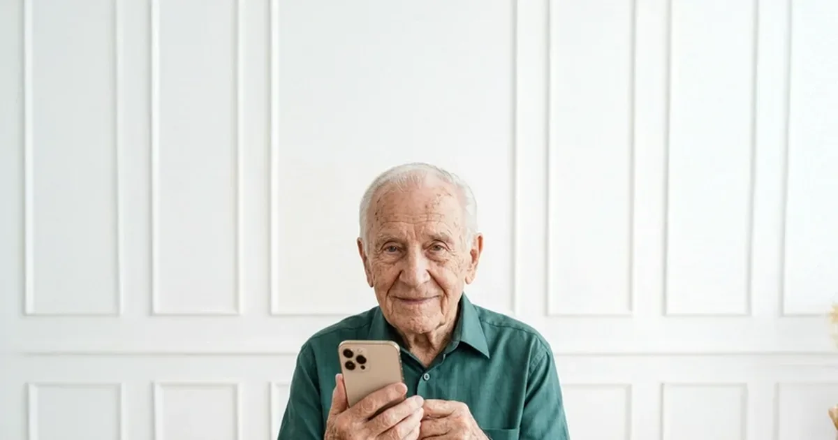 Ältere Person mit Smartphone — Gedächtnistraining digital